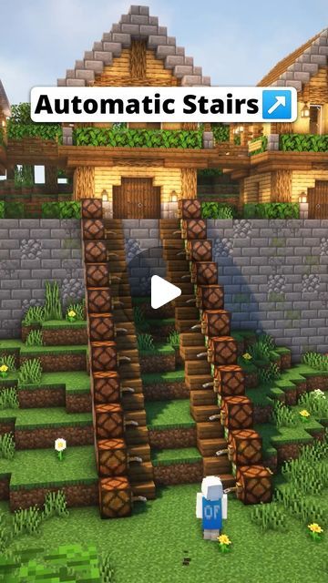 Sereyka on Instagram: "Minecraft Best Automatic Stairs↗️#minecraft #minecraftbuilds #minecrafttutorial #minecraftbuildings" What Should I Build In Minecraft, Spiral Stair Case Minecraft, Minecraft Stairs Up Mountain, Minecraft Easy Building Ideas, Best Minecraft Builds, Minecraft Castle Entrance Ideas, Stairs Ideas Minecraft, Minecraft Robot Build, Stair Minecraft