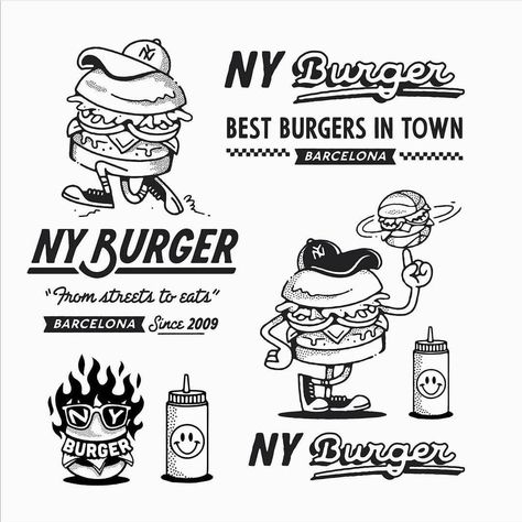 Fried Cactus, Burger Branding, Burger Cartoon, Retro Mascot, Rubber Hose, No Bad Days, Brand Assets, Retro Logos, Retro Cartoons