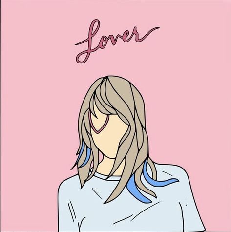 Lover Fanart, Taylor Swift Album Cover Drawing, Taylor Swift Album Covers Painting, Taylor Drawing, Taylor Drawing Easy, Lover Taylor Swift Doodle, Taylor Swift Albums Drawing, Simple Taylor Swift Painting, Simple Taylor Swift Drawings