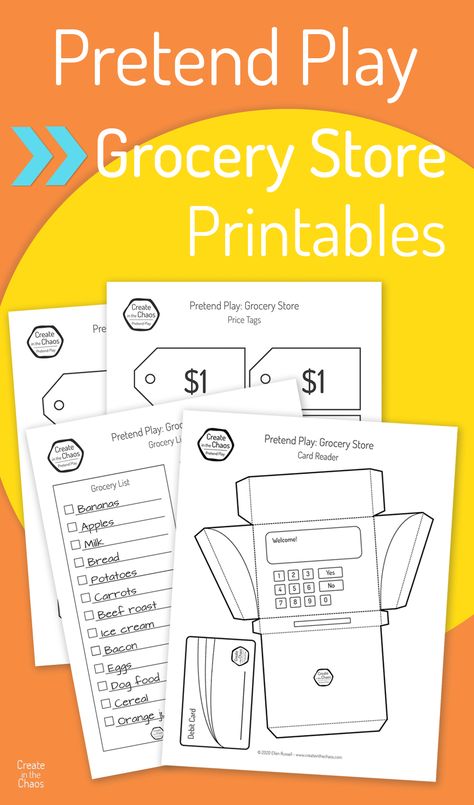 Supermarket Crafts Preschool, Grocery Store Printables Free, Pretend Play Grocery Store Printables, Grocery Store Pretend Play Free Printables, Grocery Store Dramatic Play Printables Free, Preschool Grocery Store Activities, Shopping Activities For Preschool, Pretend Play Free Printables, Grocery Store Preschool