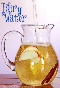 Fairy Water made with green tea, apple and cinnamon | InSearchOfYummyness.com | #recipe Granny Smith Apple Tea, Fairy Recipes, Apple Water, Body Detoxification, Fairy Party, Tea Recipe, Diet Coke, Body Detox, Water Recipes