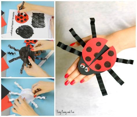 Printable Ladybug Hand Puppet - easypeasyandfun.com Paper Hand Puppet, Puppet Printable, Diy Ladybug, Spring Preschool Activities, Paper Flower Backdrop Wedding, Ladybug Decorations, Flower Backdrop Wedding, Insect Crafts, Puppets For Kids