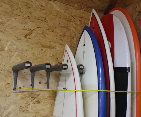 Diy Surfboard, Surfboard Wall Rack, Foam Surfboard, Foam Pipe Insulation, Diy Door Knobs, Surfboard Storage, Surf Rack, Window Restoration, Surfboard Rack