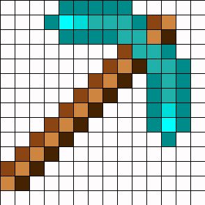 Free Printable Fuse Bead Patterns | Minecraft Diamond Pickaxe Perler Bead Pattern / Bead Sprite Minecraft Diamond Pickaxe, Diamond Pickaxe, Minecraft Creative, Minecraft Quilt, Minecraft Crochet, Minecraft Beads, Minecraft Diamond, Minecraft Pattern, Modele Pixel Art