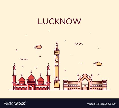 Lucknow Illustration, Lucknow Food, Isometric Map, City Skyline Silhouette, Vector Animation, Skyline Silhouette, City Icon, City Vector, Art N Craft