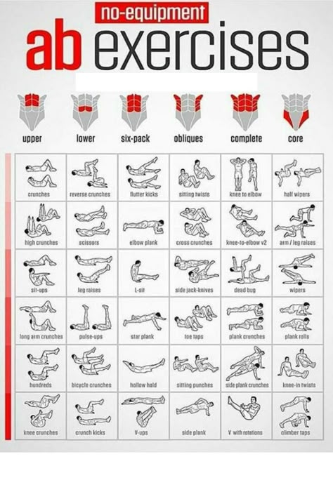 All abs exercise in one list. No equipment needed!  #abs #workout #exercise #noequipment Core Workout At Home, Hard Ab Workouts, Abb Workouts, Workout Sheets, Core Exercises For Beginners, Primal Movement, Sixpack Workout, Gym Workout Planner, Workout List