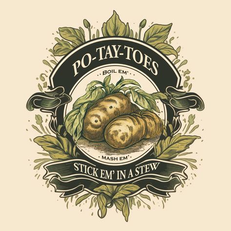 Po-Tay-Toes / Potatoes / Taters "Boil Em, Mash Em, Stick Em In a Stew." Lord of the Rings Reference. #Potatoes #Taters #Po-Tay-Toes #Samwise #LordoftheRings #MiddleEarth #LOTR Potatoes Boil Em Mash Em, Boil Em Mash Em Stick Em In A Stew, Potatoes Boil Em Mash Em Stick Em In A Stew, Lord Of The Rings Potatoes, Lord Of The Rings Kitchen, Lotr Potatoes, Lotr Print, Lord Of The Rings Design, Rings Reference