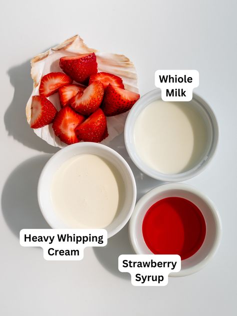 3 Ingredient Strawberry Cold Foam (Cold Coffee Topping) ⋆ DelMarValicious Dishes Strawberry Cold Foam Recipe, How To Make Cold Foam, Strawberry Cold Foam, Lavender Latte Recipe, Cold Foam Recipe, Apple Spice Muffins, Strawberry Simple Syrup, Cinnamon Sugar Apples, Starbucks Strawberry