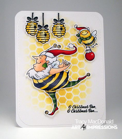 I Wanna Build a Memory: Bee lady Christmas Bee, Bee Quotes, Silicone Stamps, Bee Pictures, Art Impressions Cards, Art Impressions Stamps, Envelope Art, Bee Cards, Homemade Christmas Cards