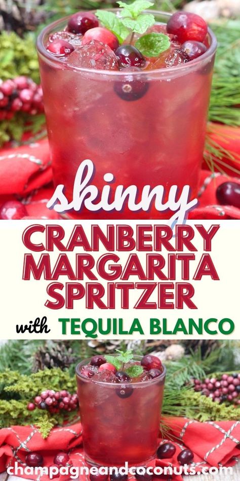 A low calorie Cranberry Margarita Spritzer really hits the spot! This skinny margarita recipe is perfect to serve year round, but we especially love to serve it for Thanksgiving, Christmas, and New Year's Eve. It's a great way to enjoy the flavors of your favorite cran marg without the guilt. Cranberry Margarita Recipe, Low Calorie Christmas, Cranberry Margaritas, Low Calorie Alcoholic Drinks, Healthy Alcoholic Drinks, Holiday Drinks Alcohol, Christmas Drinks Alcohol Recipes, Christmas Drinks Recipes, Cranberry Margarita