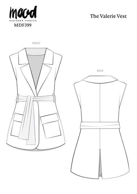 The Valerie Vest and The Penelope Pants Free Sewing Patterns Vest Pattern Drafting, Mood Patterns Free, Women’s Vest Pattern, Free Vest Sewing Pattern, Vest Sewing Pattern Free, Free Vest Pattern, Coat Sketch, Diy Vest Pattern, Mood Sewing Patterns