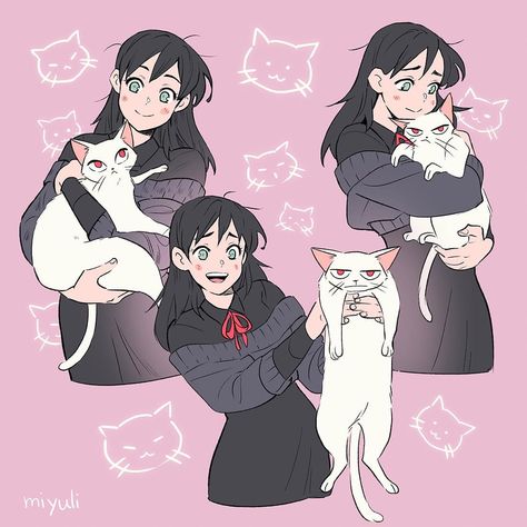 Morgana And Oz, Girl Cat, Cat Pose, Art Base, Art Poses, Drawing Base, Drawing Poses, Drawing Reference Poses, Cat Drawing