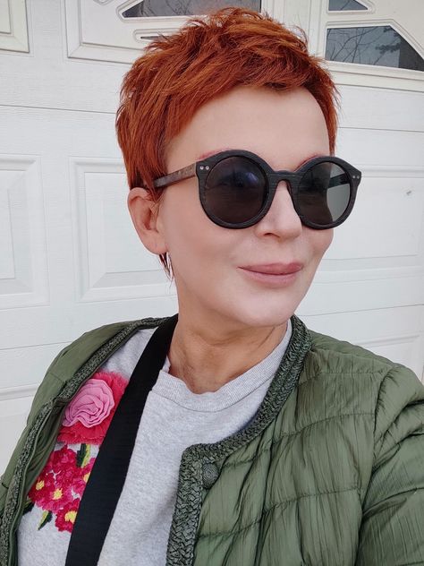 Ginger Hair Short Pixie, Orange Hair Short Pixie, Copper Blonde Pixie, Short Copper Red Hair, Pixie Copper Hair, Cooper Pixie Hair, Copper Short Hair Pixie Cuts, Auburn Pixie Haircut, Red Hair Pixie