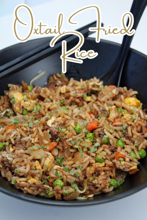 Oxtail Fried Rice Recipe Oxtail Rice Recipe, Oxtail Side Dishes, Oxtail Fried Rice Recipe, Oxtail Fried Rice, Recipe With Leftover Rice, Oxtails And Rice, Oxtail Ramen, Cooking Chicken Wings, Rice And Beans Recipe