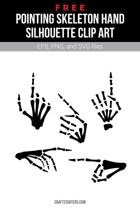 Pointing Skeleton Hand, Hand Pointing, Hand Silhouette, Pointing Hand, Stencils Printables, Silhouette Clip Art, Cheer Shirts, Skeleton Hand, Cricut Craft Room