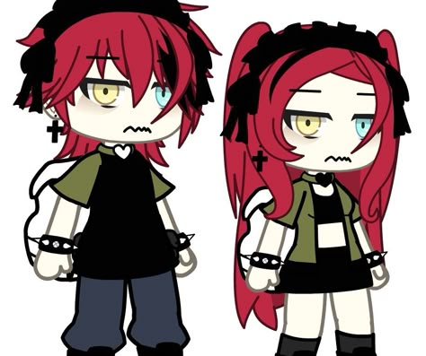 Gacha Twins Outfits, Gacha Siblings Oc, Club Life Hair, Matching Gacha Outfits, Gacha Club Matching Outfits, Gacha Life Matching Outfits, Matching Gacha Life Outfits, Ideas Con Papel, Gachalife Girl Outfits