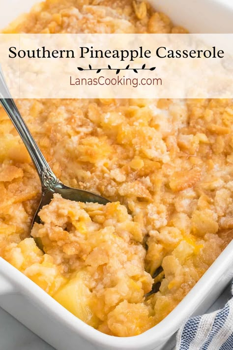 Southern Pineapple Casserole Pineapple Souffle Recipe, Savory Pineapple Recipes, Pineapple Casserole Recipe, Cheese And Pineapple, Pineapple Casserole, Pineapple Salad, Southern Recipes Soul Food, Fruit Crisp, Pineapple Recipes