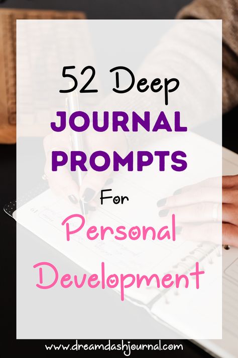 52 Journal Prompts, Growth Journal Prompts, Journal Prompts Printable, Personal Growth Journal, Growth Journal, Teacher Development, Gratitude Journal Prompts, Daily Journal Prompts, Personal Growth Motivation