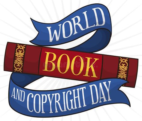 Book And Ribbon To Celebrate World Book And Copyright Day World Book And Copyright Day, Book Spine, Sport Team Logos, Vector Illustration, Books, Celebrities