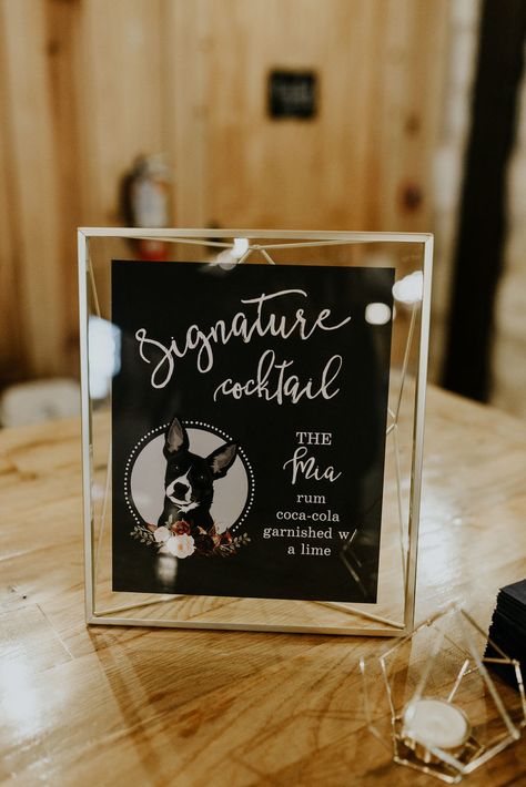 Incorporate Dog In Wedding Decor, Incorporate Dog In Wedding, Ways To Incorporate Dogs In Wedding, Incorporating Dogs In Wedding, Wedding Bar Sign Ideas, Bar Sign Ideas, Dogs In Wedding, Compass Photography, Dog In Wedding