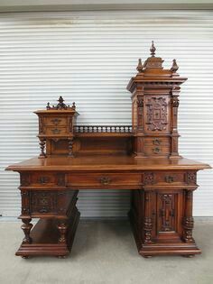 Unusual Furniture, Gothic Furniture, Carved Furniture, Victorian Furniture, Ornate Furniture, Antique Desk, Fantastic Furniture, Gothic Decor, Fine Woodworking