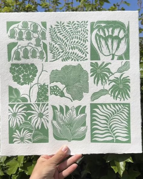 Botanical Printmaking, Linocut Prints Ideas, Botanical Linocut, Printmaking Projects, Prints Ideas, Linocut Printmaking, Lino Art, Lino Cut, Willow Pattern