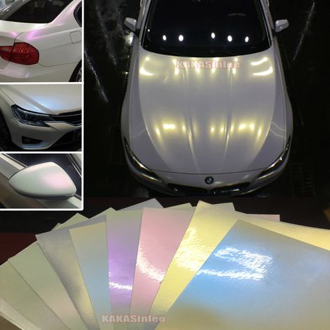 Pearlescent Car Wrap, Car Wraps Ideas Design, Car Color Ideas, Car Wraps Ideas, White Car Wrap, Cool Car Wraps, Toyota Sera, Wrapped Cars, Holographic Car