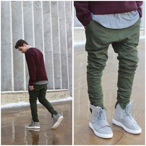 what to wear with yeezy boost - Google Search Yeezy 750 Outfit, Adidas Yeezy 750 Boost, Yeezy 750, Yeezy Season, Yeezy Sneakers, Nike Outlet, Outfits Hombre, John Elliott, Maroon Sweater