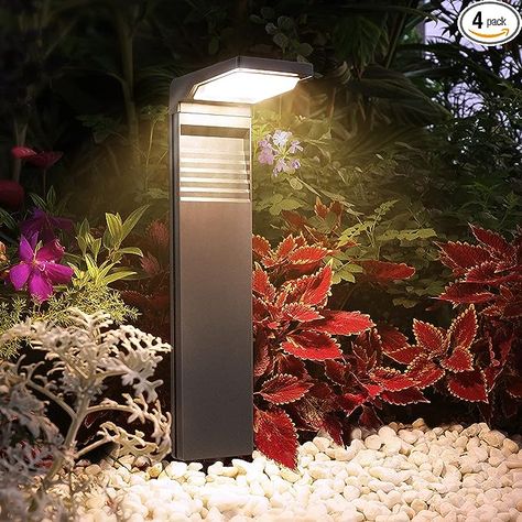 JOFIOS Solar Pathway Lights 4 Pack with Warm White and Cool White Mode, Modern Solar Path Lights Outdoor Waterproof, Perfect Solar Lights for Backyard, Lawn, Driveway, Walkway, Garden Decorative. Lawn Driveway, Modern Path Lights, Backyard Solar Lights, Driveway Walkway, Landscape Pathway Lighting, Solar Path Lights, Solar Pathway Lights, Pathway Lights, House Backyard