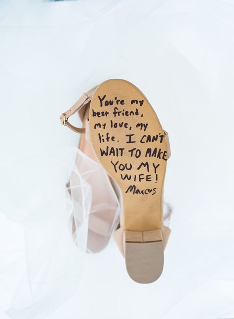 I LOVE this idea of writing a note on the brides shoes, so she can see it before she uses those shoes to walk down the aisle to her Wedding Budget Ideas, Alcohol Wedding Favors, Cowgirl Boots Wedding, Wedding Alcohol, Brides Shoes, Cowgirl Wedding, Wedding Shoes Comfortable, Walk Down The Aisle, Unique Wedding Ideas