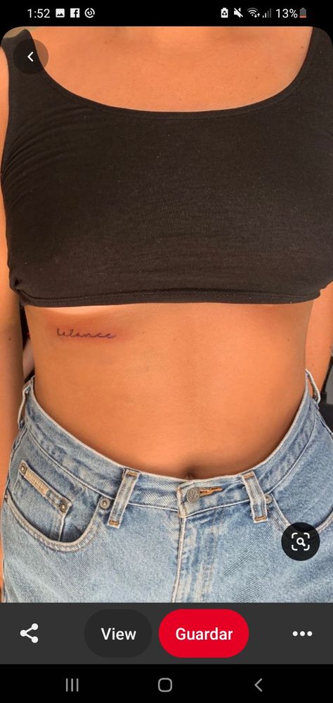 Small Side Stomach Tattoos Women, Women Side Tattoos Ribs Large, Rib Tattoo Under Bra Line, Side Script Tattoo, One Word Rib Tattoo, Rib Cage Script Tattoo, Side Of Ribs Tattoo Women, Small Ribcage Tattoos For Women, Ribcage Word Tattoo