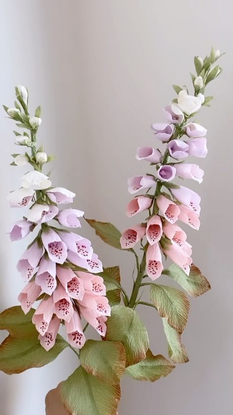 Crepe Paper Foxglove Tutorial, Flower Cottage, Flowers Tutorial, Paper Plants, Handmade Flowers Fabric, Flowers Fabric, Paper Artist, Crepe Paper, Artist On Instagram