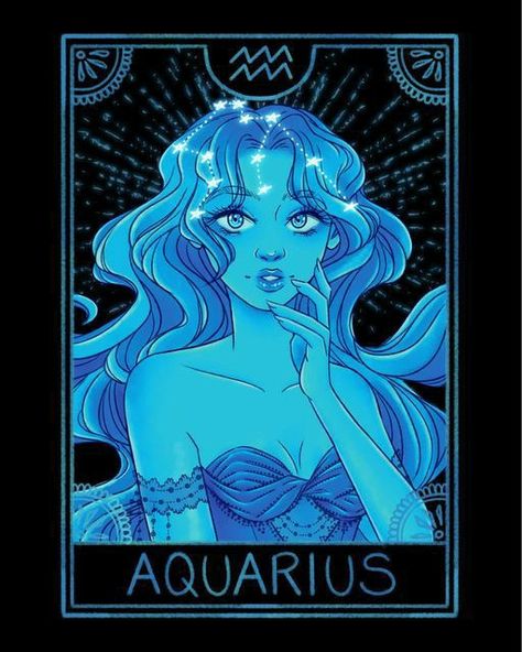 Aquarius Digital Art, Aquarius Drawing Zodiac Art, Aquarius Mermaid, Aquarius Illustration, Zodiac Drawings, Waterfall Hair, Aquarius Vibes, Zodiac Artwork, Mystic Art