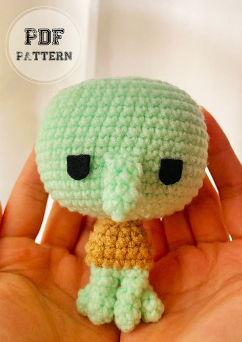 Crochet Squidward Tentacles "SpongeBob" PDF Amigurumi Pattern Crochet Squidward Free Pattern, Crochet Spongebob Pattern Free, Crochet Squidward, Spongebob Crochet Pattern Free, Spongebob Crochet Pattern, Sponge Bob Crochet, Crochet Spongebob, Spongebob Crochet, Crochet Sponge