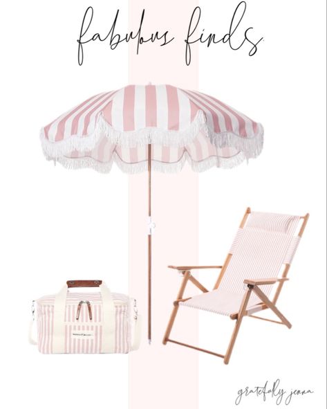 beach + pool accessories ✨ {beach umbrella, beach chair, beach cooler, poolside, patio furniture, outdoor decor, pink and white striped Decor, pink Home decor, outdoor living, resort, swimwear, beach vacation essentials} http://liketk.it/3cBOq #liketkit @liketoknow.it #LTKhome #LTKsalealert #LTKswim @liketoknow.it.home @liketoknow.it.family ps. you can instantly shop my looks by following me on the LIKEtoKNOW.it shopping app 🤍 Pink Outdoor Furniture, Boho Beach Umbrella, Beach Chair And Umbrella, Beach Chair With Umbrella, Pink Patio Umbrella, Beach Vacation Essentials, Pink Beach Umbrella, Striped Decor, Pink Furniture