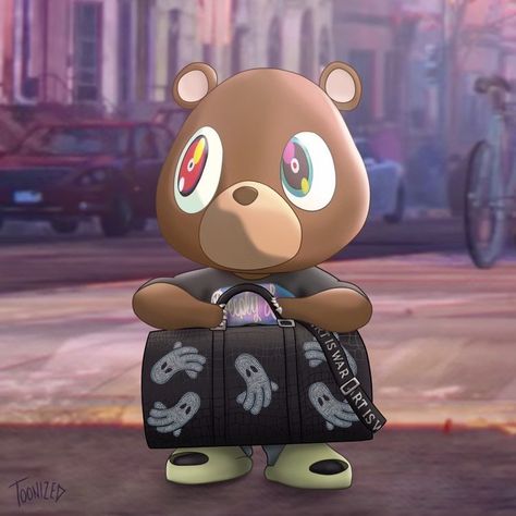 Dropout Bear Pfp, Kanye Bear Wallpaper, Ye Pfp, Kanye West Teddy Bear, Kanye Pfp, Kanye Bear, Kanye West Graduation Bear, Kanye West Bear, Graduation Logo