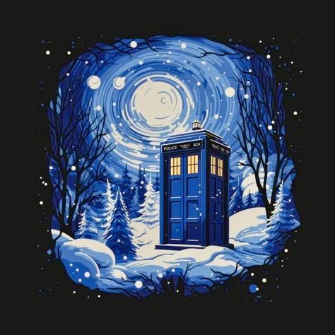 Tardis Painting, Tardis Poster, Original Doctor Who, Tardis Art, Doctor Who Christmas, Doctor Who Episodes, Doctor Who Art, Christmas Wallpapers, Christmas Drawing