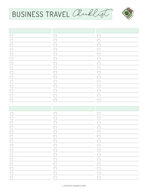 Business Travel Packing Checklist Template Business Travel Packing, Packing Checklist Template, Business Trip Packing, Packing List Template, Travel Packing Checklist, Organization Planner, Travel Documents, Printable Business, Packing List For Vacation