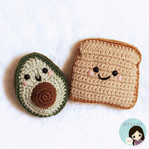 Ravelry: Avocado Toast by Doris Yu Toast Crochet Pattern, Crochet Phone Cases, Single Crochet Decrease, Crochet Mobile, Sliced Bread, Crochet Decrease, Crochet Food, Crochet Simple, Crochet Stuff