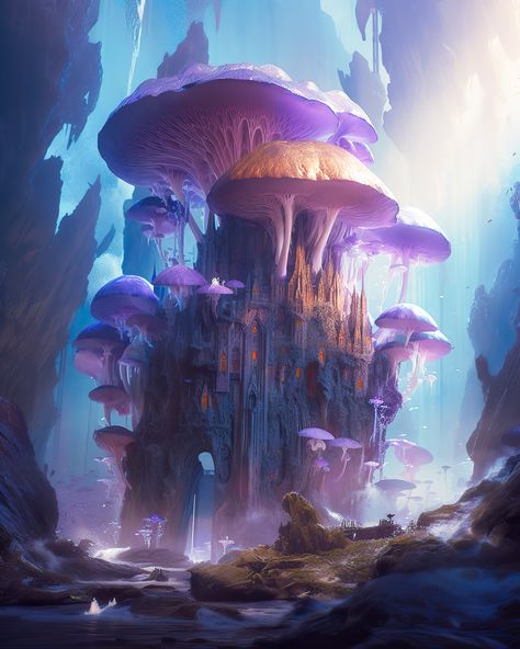 Fungi Fantasy Art, Fantasy Vegetation, Sci Fi Vampire, Fantasy Biomes, Cave Concept Art, Sunless Skies, Dnd Landscape, Dnd World Building, Atelier Decor