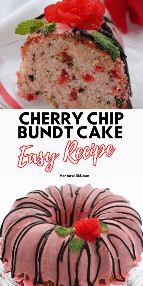 Cherry Chip Bundt Cake, Cherry Chocolate Chip Cake, Choc Cherry Cake, Cherry Bundt Cake Recipes, Cherry Chip Cake Mix Recipes, Cafe Cupcakes, Cherry Bundt Cake, Cherry Chip Cake Mix, Cherry Chip Cake