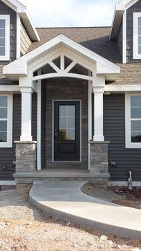 Craftsman Porch - Craftsman - Exterior - other metro - by ROC Building Solutions Triangle Pergola, Gray Siding, Craftsman Porch, Gray House, Building A Porch, Porch Columns, Pergola Ideas, Craftsman Exterior, Front Porch Design