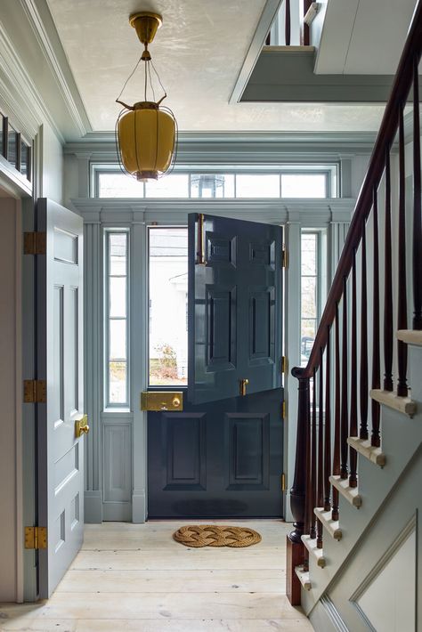 Styles We Love | Coastal Cottages — Scout & Nimble Steven Gambrel, Dutch Doors, Blue Front Door, Vibeke Design, Dutch Door, Entry Hallway, This Old House, Entry Hall, Sag Harbor