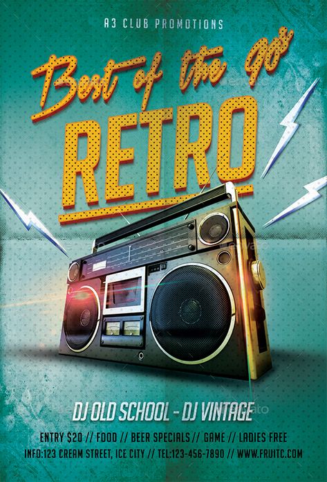 Retro Invitation Design, Retro Party Poster, Retro Backdrop, Retro Invitation, Dj Flyer, Retro Elements, Mtv Music, Cocktail Photography, Invitation Flyer