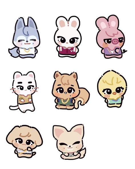 Kids Zoo, Pop Stickers, Kpop Drawings, Skz In Cute, Best Tattoo Designs, Cute Doodle Art, Online Group, Dessin Adorable, Cute Little Drawings