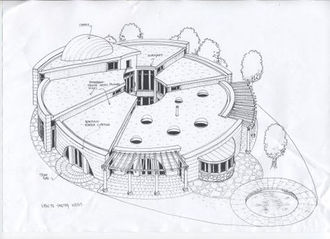 Drawing of circle building Circle Building Architecture, Circular Building Architecture, Circle Architecture, Circle Building, Circle House, Circular Buildings, Round Building, Architecture Sketches, First Human