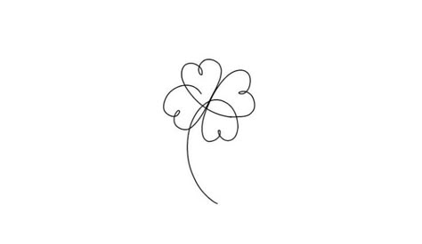 Four Leaf Clover Line Tattoo, Love And Luck Tattoo, Clover Line Tattoo, Four Leaf Clover Doodle, Mothers Tattoo Ideas, Lucky Clover Tattoo, Self Care Tattoo Ideas, 4 Leaf Clover Tattoo, Tiny Foot Tattoos