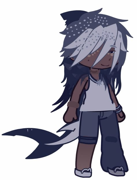 Gacha Club Shark Outfit, Gacha Club Shark Oc, Gacha Shark Oc, Shark Inspired Outfit, Shark Girl Oc, Shark Oc Art, Cringe Guys, Shark Person, Whale Outfit