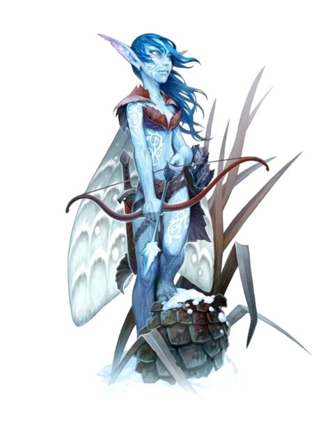 Female Winter Touched Sprite - Pathfinder 2E PFRPG DND D&D 3.5 5E 5th ed d20 fantasy Fantasy Races, Manama, Dungeons And Dragons Characters, Arte Fantasy, Fantasy Rpg, Fairy Art, Medieval Fantasy, Magical Creatures, Character Creation