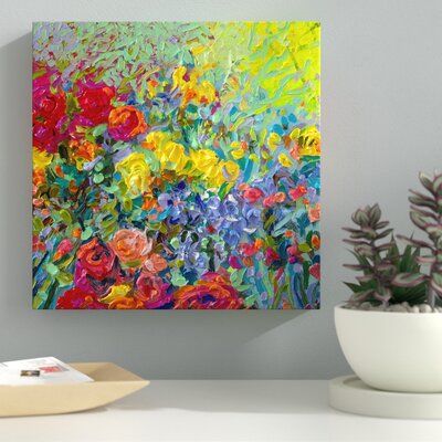 Latitude Run® 'Clay Flowers' Acrylic Painting Print on Wrapped Canvas | Wayfair.ca Iris Scott, Red Lavender, Boho Painting, Modern Watercolor, Spring Painting, Green Hues, Botanical Beauty, Finger Painting, Clay Flowers